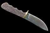 Knife With Fossil Dinosaur Bone (Gembone) Inlays #101813-4